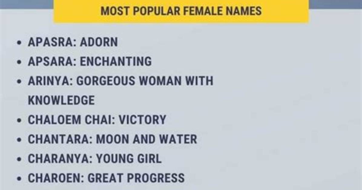 100+ Beautiful Thai Female and Male Names with Meanings