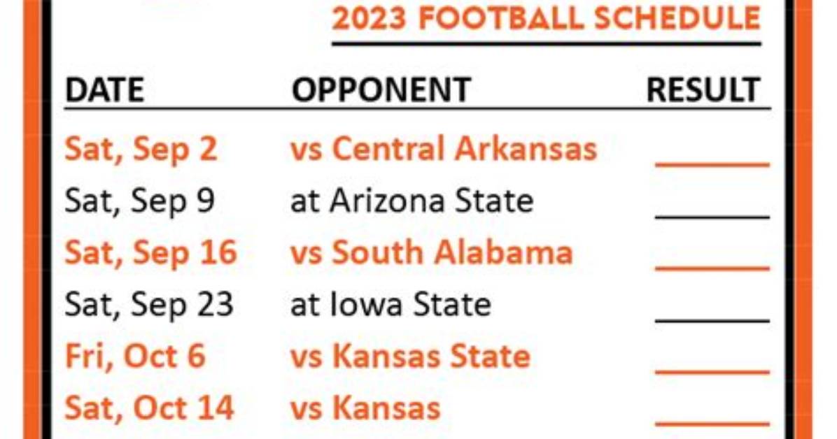 2023 Oklahoma State Football Schedule