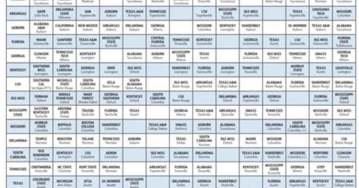 2024 Sec Weekly Football Schedule