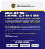Breaking: Waec Extends Registration for Wassce Private Candidates, Detail Emerges