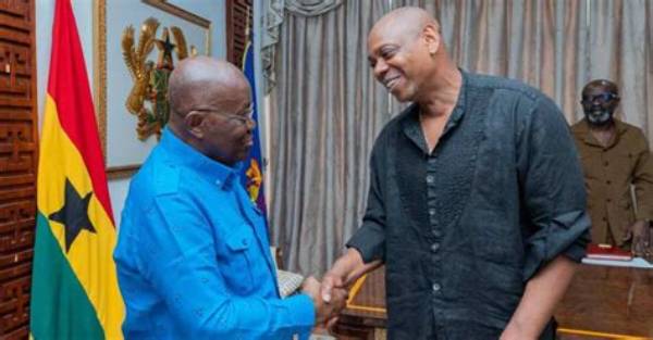 Dave Chappelle in Ghana: Us Comedian Meets Akufo-Addo in Jubilee House, Photos Emerge