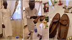 Gateman Stunned as His Nigerian Madam Gifts Him N802K Louis Vuitton Shoe & Bundles of Cash in Video