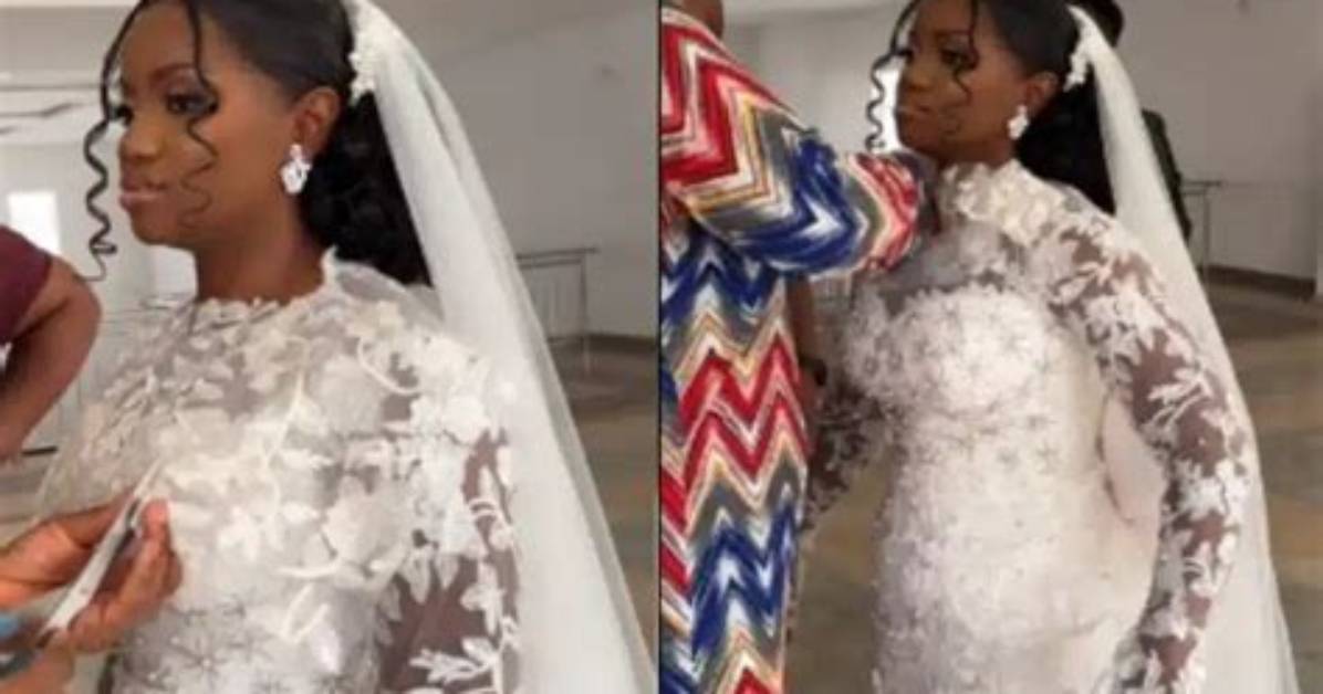 "God Help Me": Bride's Wedding Gown Cut with Scissors at Rccg Church, Video Goes Viral