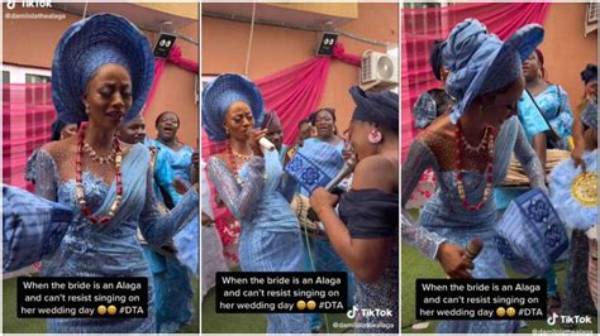 “I Love Her Vibe”: Beautiful Bride Sings Passionately on Her Wedding Day, Puts up Amazing Performance in Video