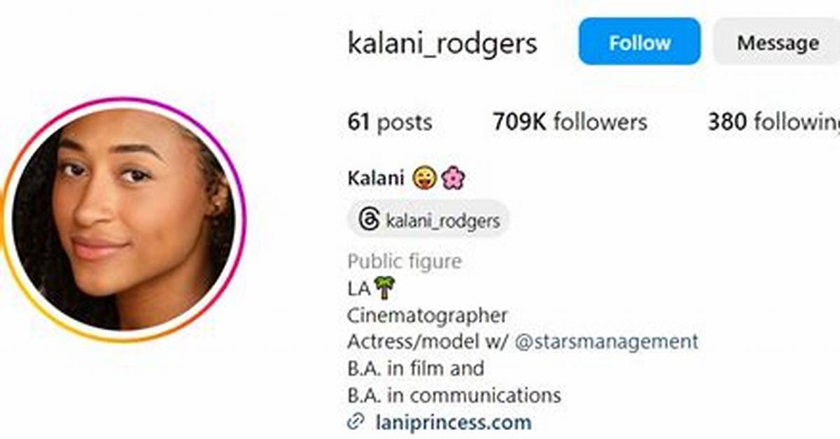 Kalani Rodgers | Wiki, Age, Height, Husband, Net Worth, Ethnicity
