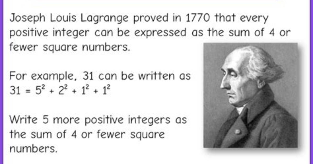 Lagrange Four Square Theorem (Bachet Conjecture) Calculator