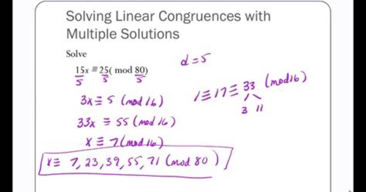 Linear Congruence Calculator Shortcuts