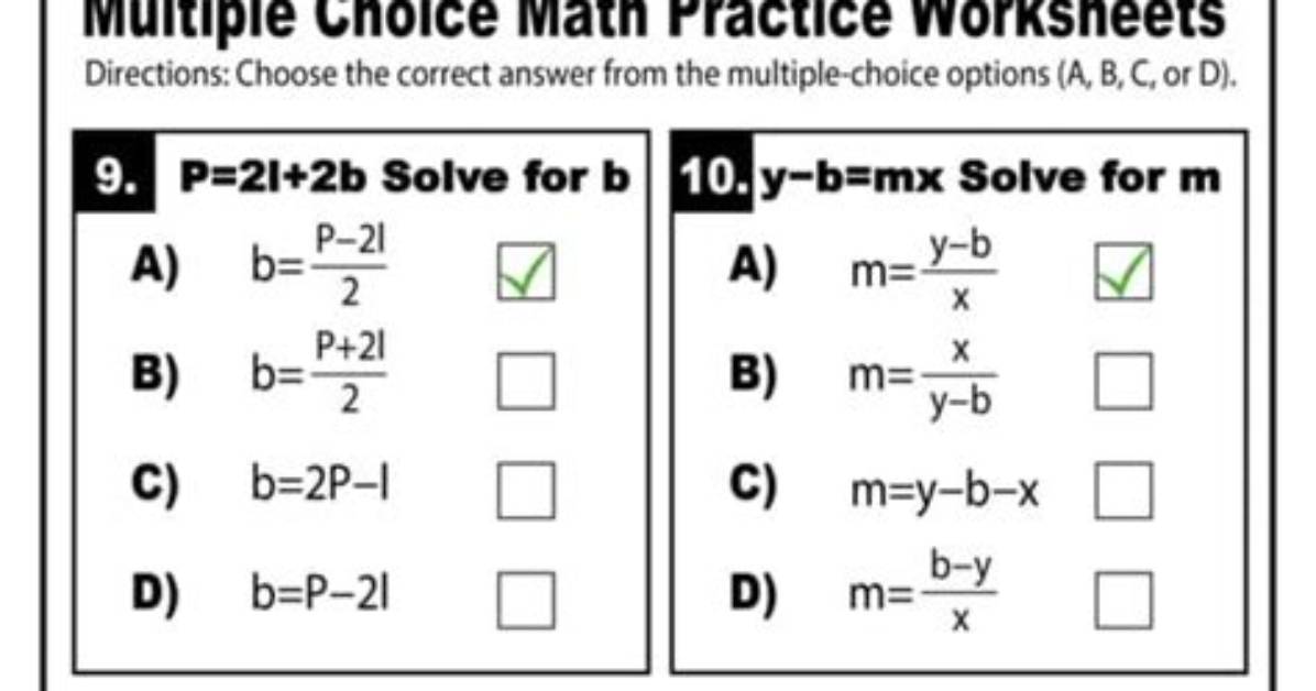 Literal Equations Calculator Quiz