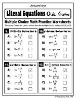 Literal Equations Calculator Quiz