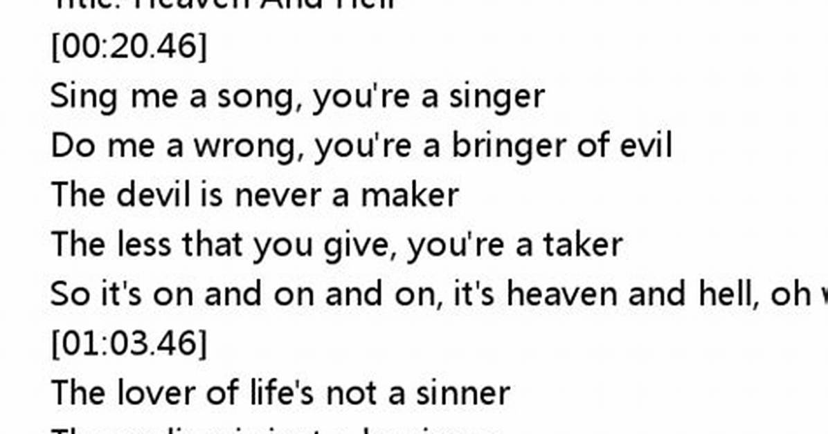 Lyrics & Translations of a Hope in Hell by All Good Things