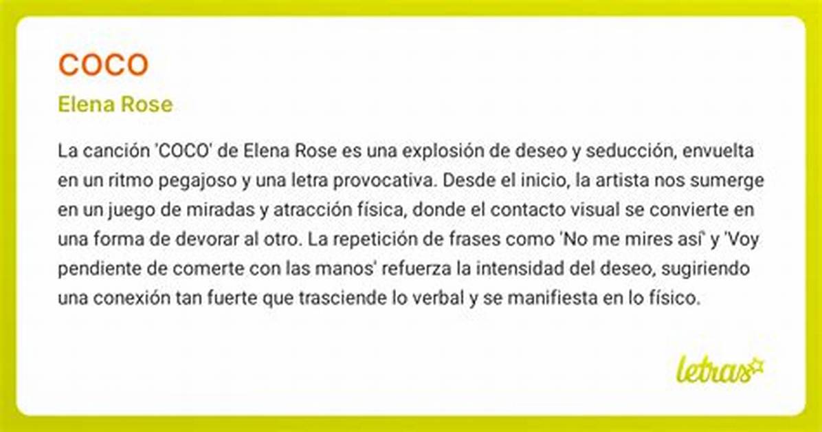 Lyrics & Translations of Coco by Elena Rose