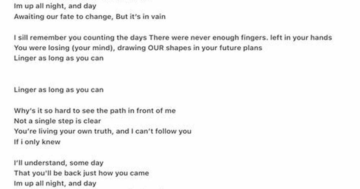 Lyrics & Translations of Linger by Sami Thompson