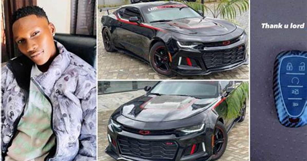 Massive Jubilation as Young Singer Zinoleesky Splashes over N30M on New Chevrolet Camaro Sports Car