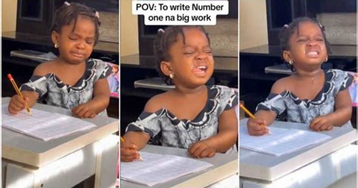 “Na by Force? ” Kid Cries, Holds Pencil as She Tries to Do Maths Homework, Mum Films Her Drama