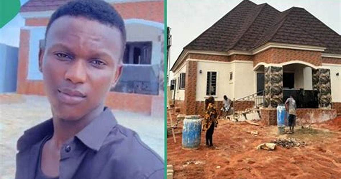 Nigerian Man Splashes Cute Photos of His First House Online, Celebrates Huge Achievement
