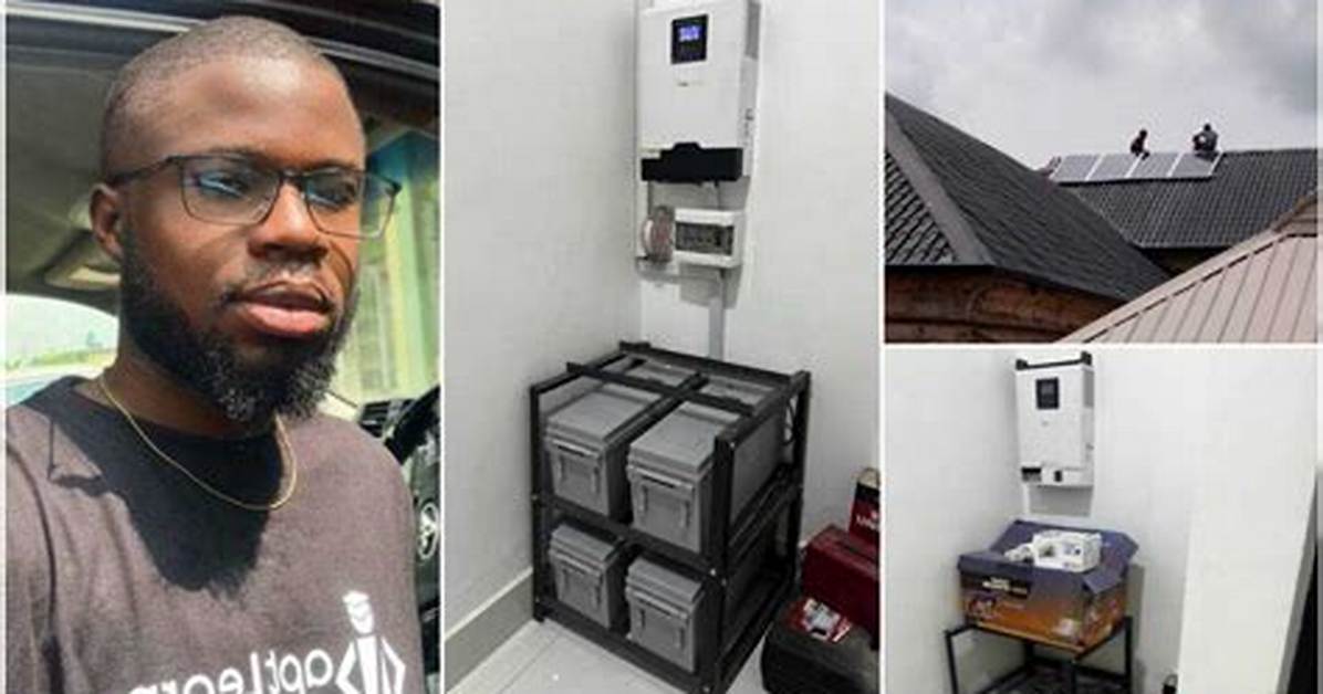 “No Nepa”: Man Installs Solar with 4 Batteries, Generates Electricity, Says It Carries Cooker