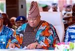 Osun 2022: Moment Ademola Adeleke Prostrates for Davido's Father as He's Announced Winner of Election