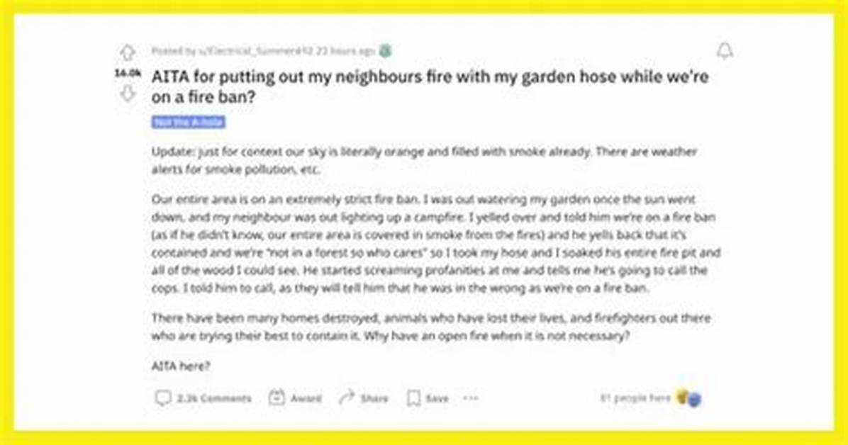 Person Admits to Using Hose to Put out Neighbor's Fire