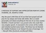 Posthumours Birthday Message from Dora Akunyili's Husband to Her