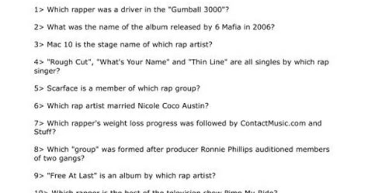 Rap Music Questions | Popnable