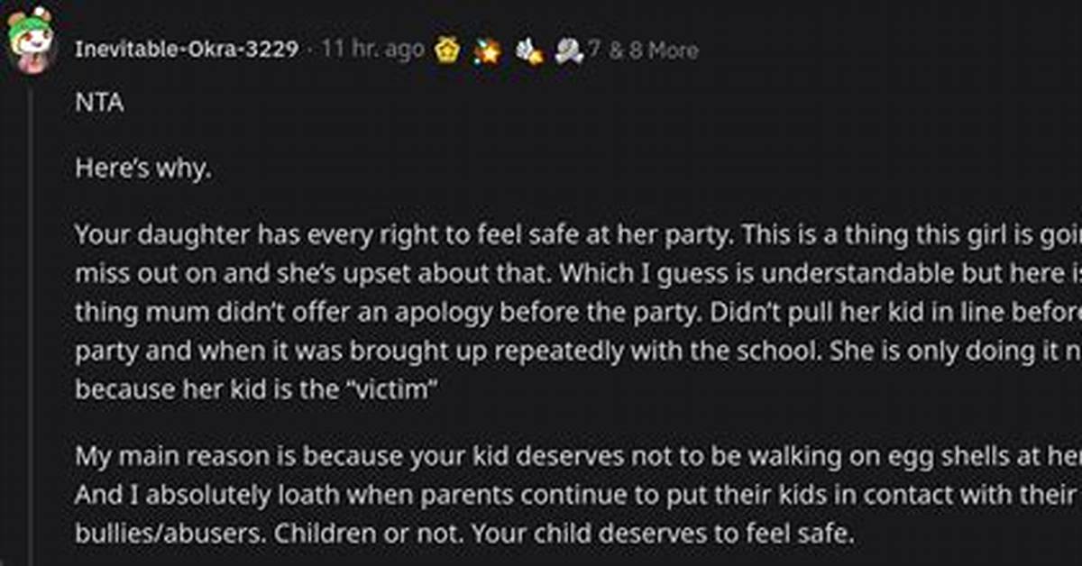 Reddit Mom Denies Daughter’s Bully a Birthday Invitation
