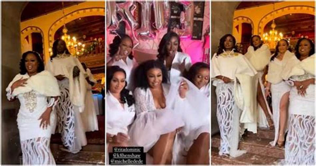 Rita Dominic’s White Wedding: Stunning Clips of Kate Henshaw and Michelle Dede in Bridesmaid’s Outfits Trends