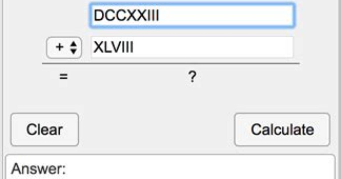 Roman Numeral Conversions Calculator