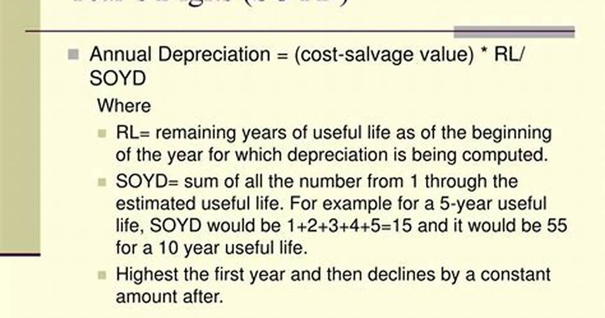Sum of the Year's Digits (Soyd) Depreciation Calculator
