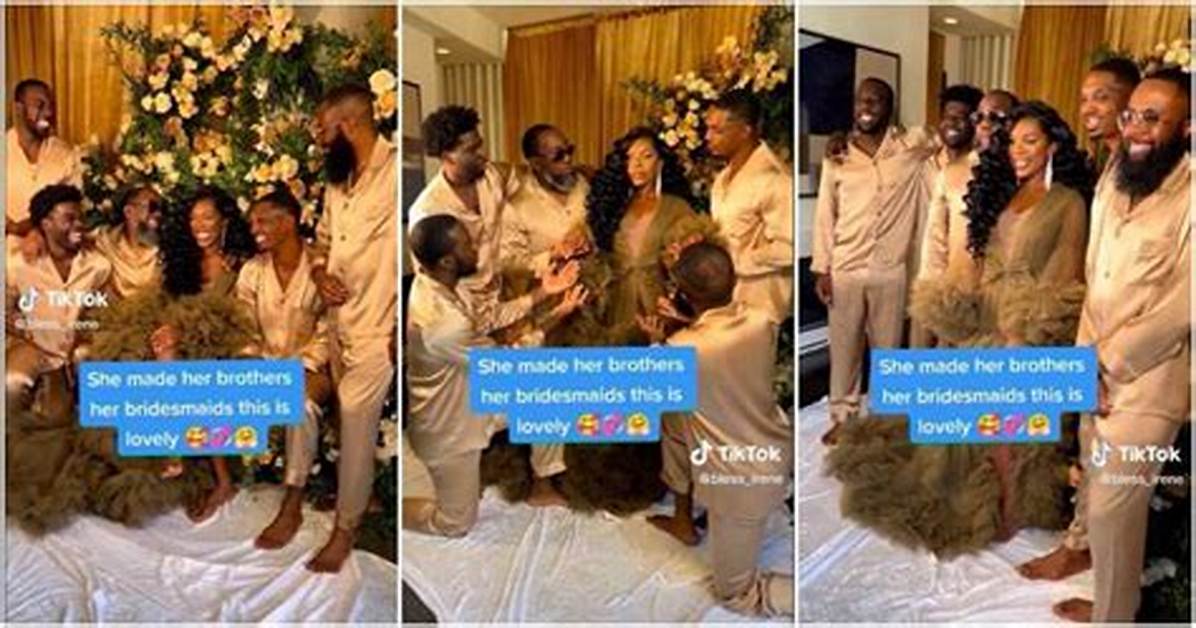 "The Husband Must Be Careful": Cute Video as Bride Uses Only Her 5 Brothers as Bridesmaids, People Gush