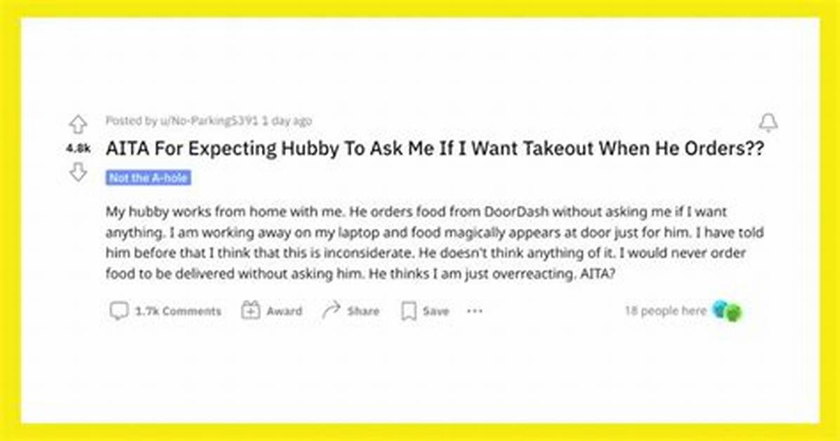 "This Is Inconsiderate": Whenever Husband Orders Food, He Never Asks Wife If She Wants Anything