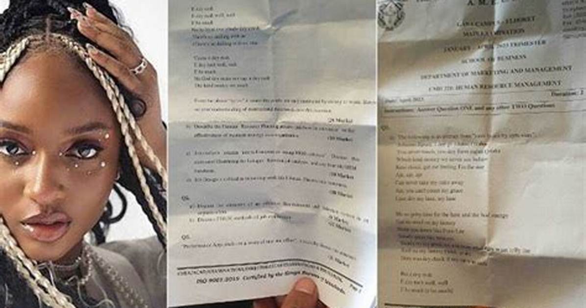"This Lecturer Dey Drink Ogogoro": Ayra Starr's Name Spotted as Student Exposes Photos of Exam Question Paper