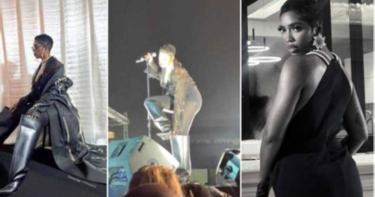 Tiwa Savage Sparks Reactions over Outfit at Afro Nation Concert, Removes Boots on Stage, Video Trends