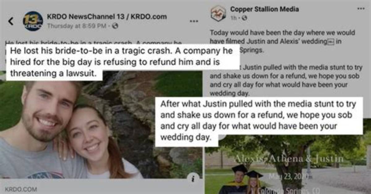 Wedding Videographer Denies Refund to Man Whose Fiancée Died in a Car Crash
