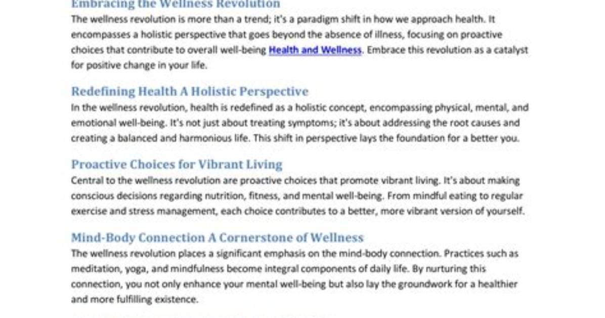 Wellness Revolution: Exploring the Latest Health and Wellness Trends