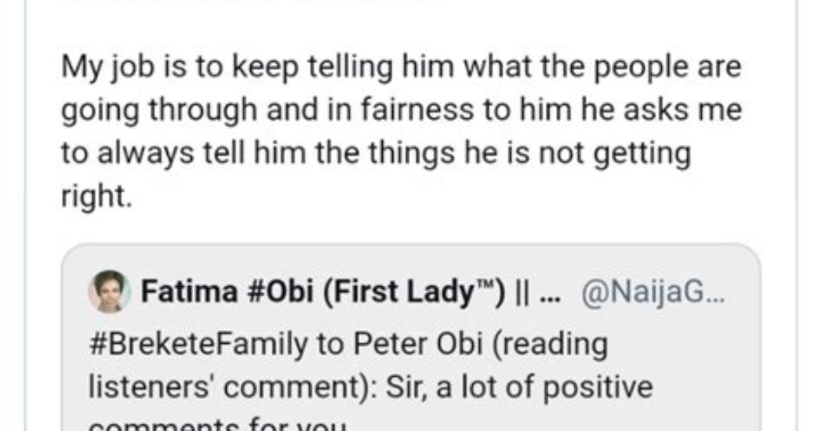 "Why I Carry Aisha Yesufu Everywhere I Go," Peter Obi Explains in New Video