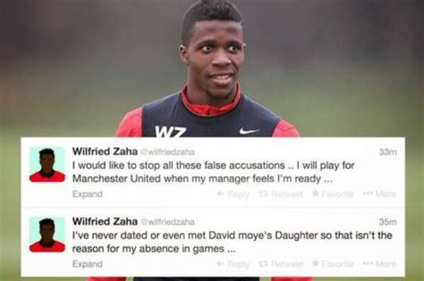 Wilfred Zaha Denies Sleeping with David Moyes Daughter During Man United Spell