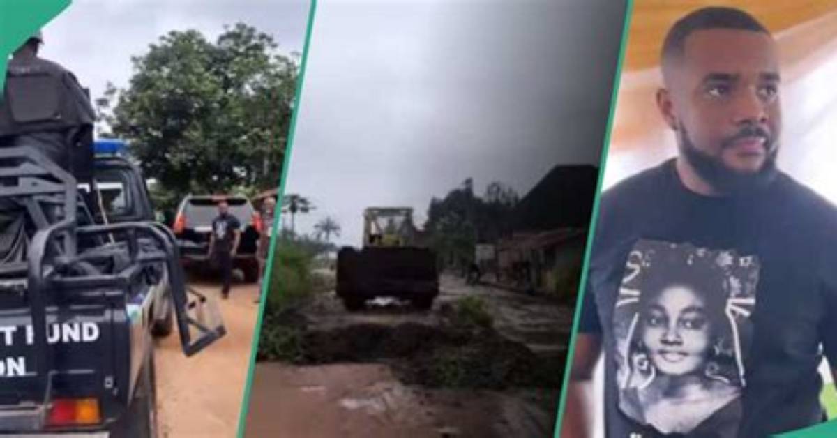 Williams Uchemba Storms Mum’s Village with Police, Fixes Road as He Prepares for Her Final Burial