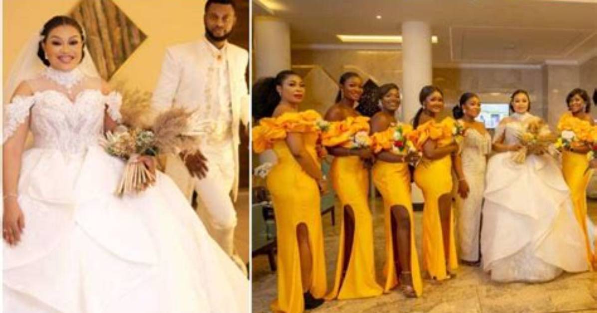 “Worth the Wait”: New Photos of Nkiru Sylvanus with Her Bridesmaids During White Wedding Leaves Fans Gushing