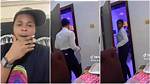 Young Man Sees Beautiful Hotel Waitress, Can't Resist Looking at Her, Lady Quickly Closes Room Door